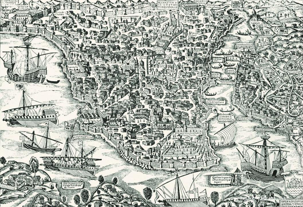 1- İstanbul: Suriçi, Galata ve şehri kuşatan surlar (Vavassore), XVI. yüzyıl