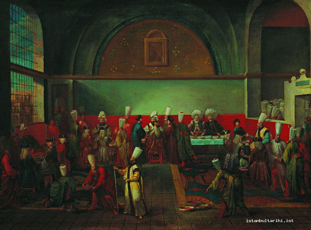 6- Sadrazam Nevşehirli Damat İbrahim Paşa’nın Hollanda Elçisi Calkoen’e Divan’da ziyafet vermesi (Vanmour)
