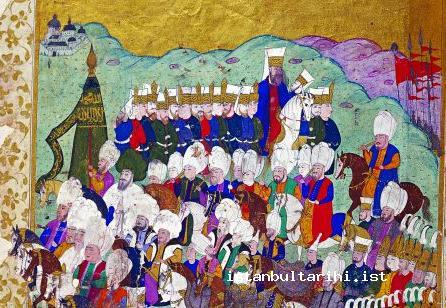 7- II. Osman’ın Hotin seferi için Sancak-ı Şerif ile birlikte İstanbul’dan ayrılışı (Nâdirî, <em>Şehnâme</em>)